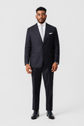 Single-breasted navy pinstripe suit