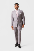 Single-breasted light grey windowpane suit