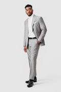 Single-breasted light grey pinstripe suit