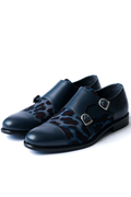 Midnight Panther Double Monk Strap Shoes