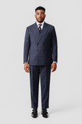 Navy Windowpane Double-Breasted Suit