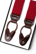 Crimson Perforated Leather-End Suspenders