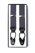 Midnight Blue Dot Leather-End Suspenders