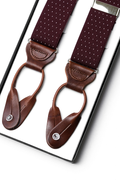 Bordeaux Dot Leather-End Suspenders
